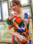 COUPON 125 CM Atelier Jupe - Colourful Abstract Printed VISCOSE