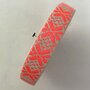 Tassenband Snow flake ecru & fluo 25mm 