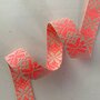 Tassenband Snow flake ecru & fluo 25mm 