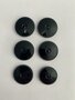 Set  6  knopen 28 mm zwart glad 