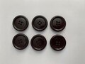 Set  6 knopen 30 mm donkerbruin met rand