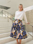 COUPON 30 CM Atelier Jupe - Blue painted flowers VISCOSE