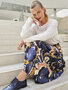 COUPON 30 CM Atelier Jupe - Blue painted flowers VISCOSE