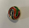 VINTAGE KNOOP 17mm Goudkleurig met rood, groen, zwart