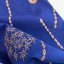 COUPON 200 CM Kokka Japan - Echino Royal Blue Embroidery COTTON LINEN