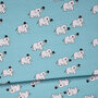 COUPON 110 CM Eva Mouton -  Elephants Blue JERSEY GOTS