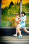 COUPON 110 CM Eva Mouton -  Elephants Blue JERSEY GOTS