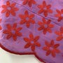 COUPON 110cm Verhees - Red Purple Flowers Embroidery - COTTON ONE SIDE 