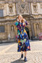 COUPON 205 CM Atelier Jupe - Blue Flower Garden VISCOSE OEKO-TEX